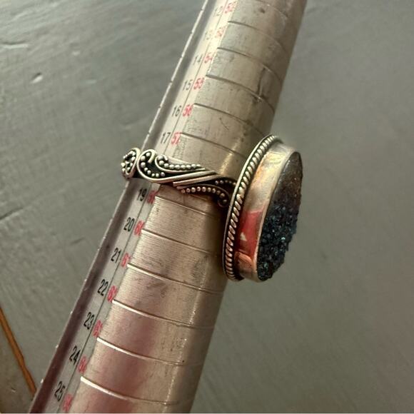 Lori Bonn 925 Sterling Silver Druzy Ring Size 8.5 - Picture 5 of 10